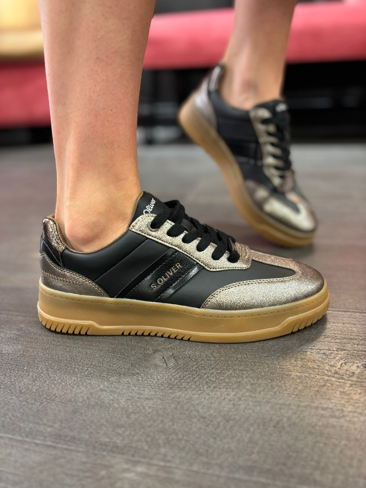 Black Comb Gold Trainers