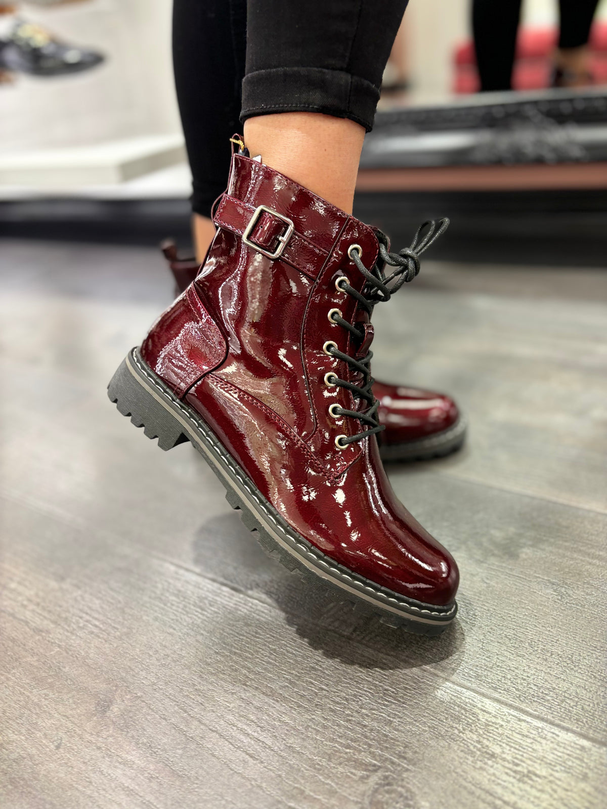 Parlour Patent Burgundy Boot