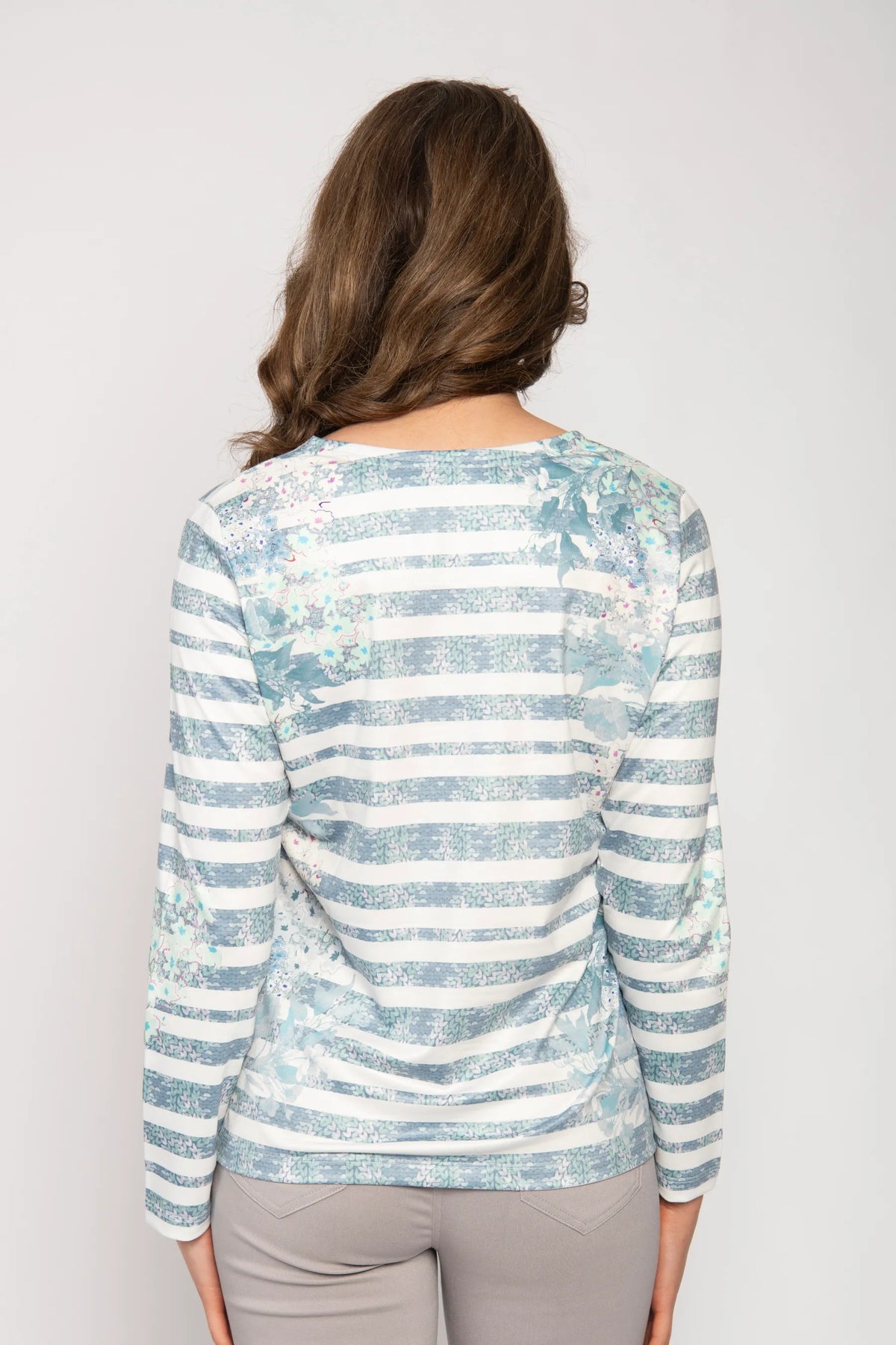 Aqua Stripe Floral Top