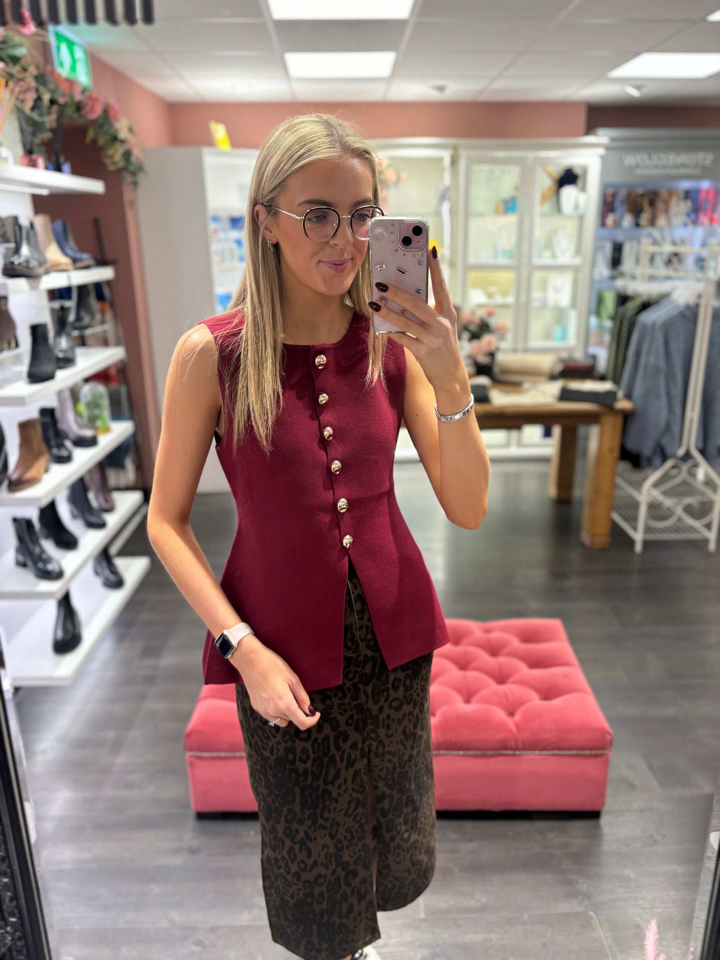 Burgundy Longline Waistcoat