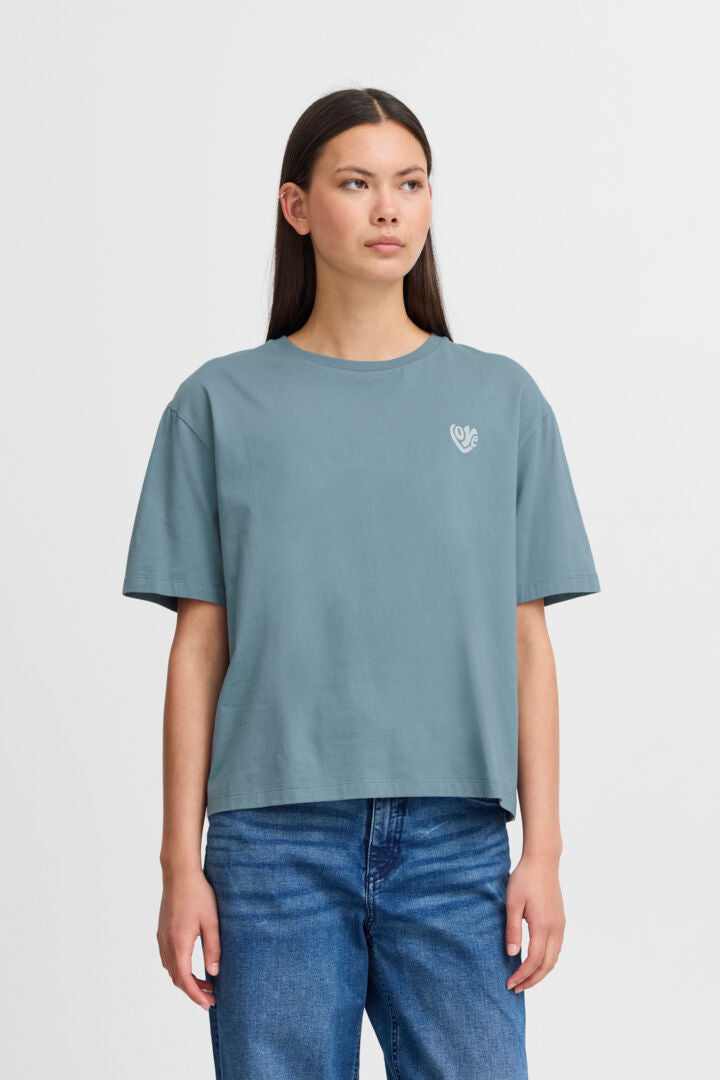 Runela Heart T Shirt Blue Mirage