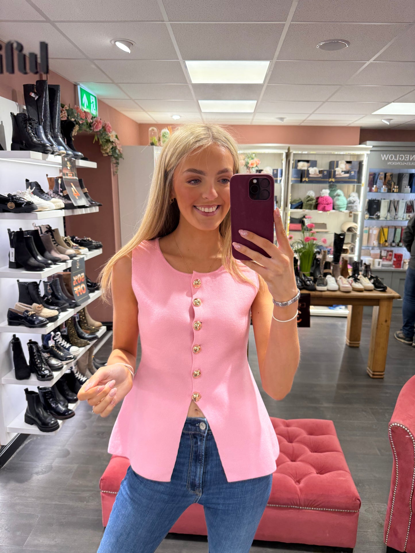 Baby Pink Longline Waistcoat