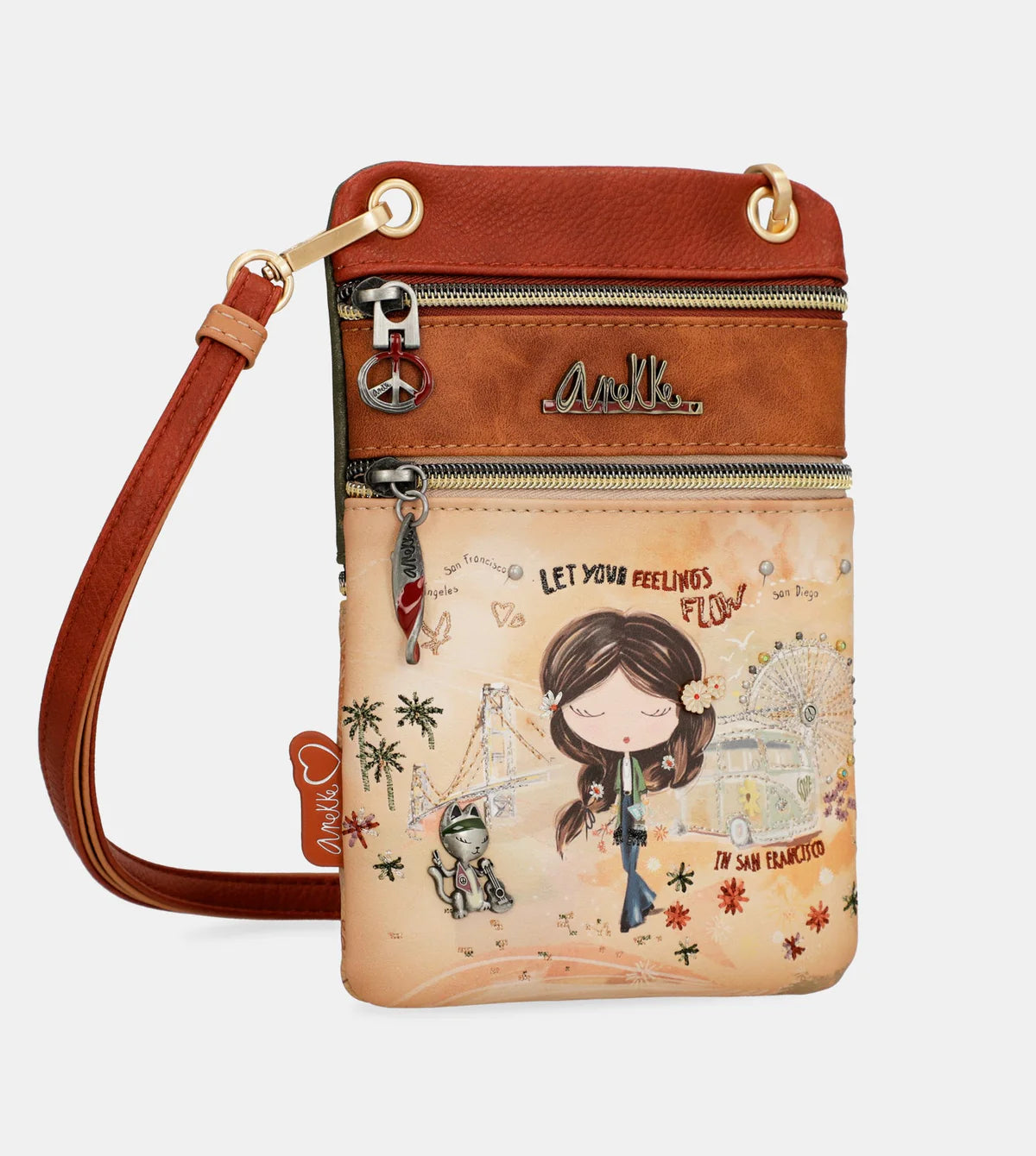 Anekke Camel Square Crossbody Bag