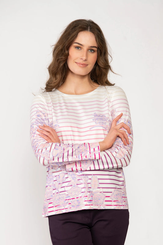 Pink Stripe Long Sleeve Top