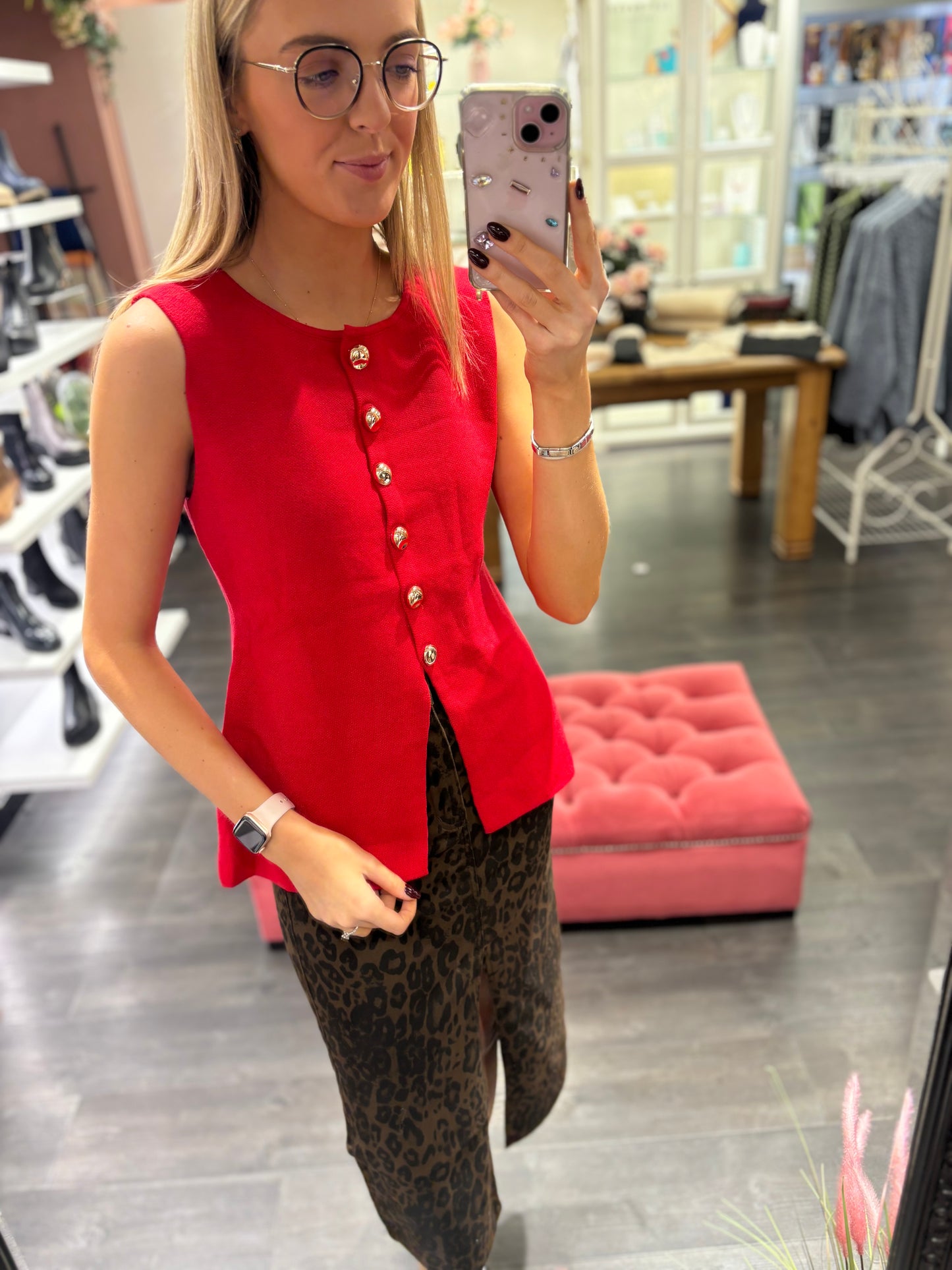 Red Longline Waistcoat