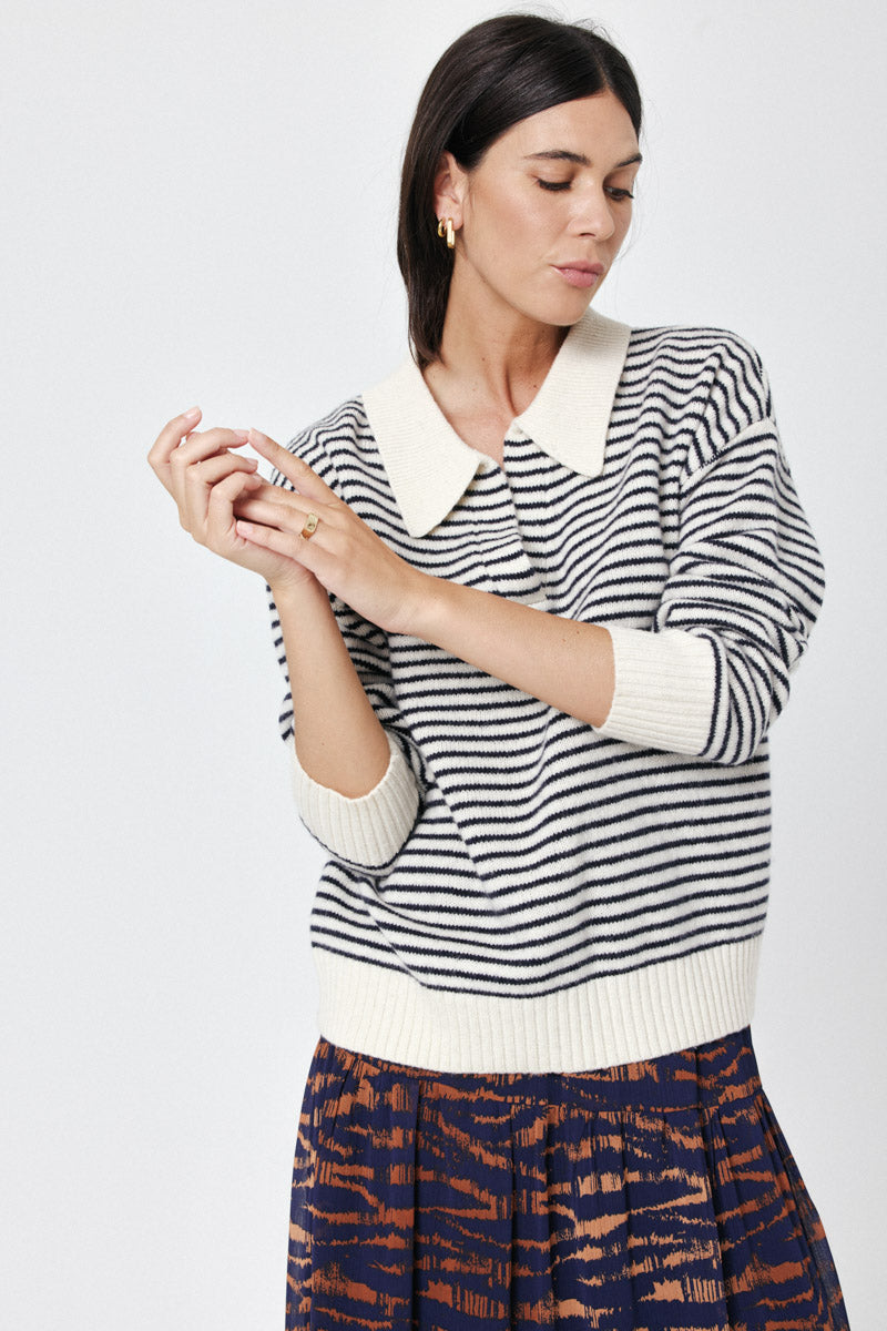 Elonie Navy Stripe Jumper