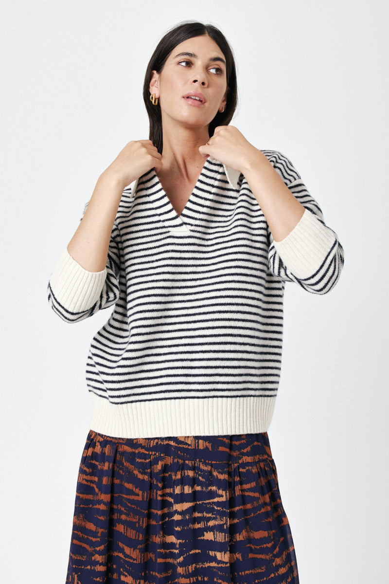 Elonie Navy Stripe Jumper