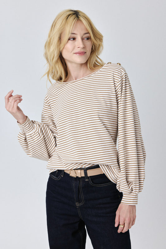 Stella Beige Stripe Top