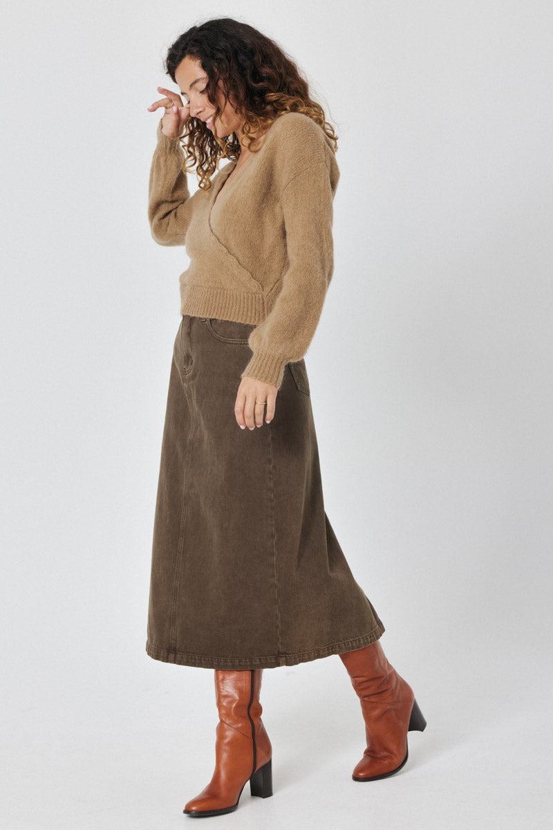 Berna Brown Denim Skirt