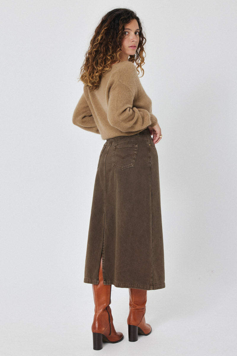 Berna Brown Denim Skirt