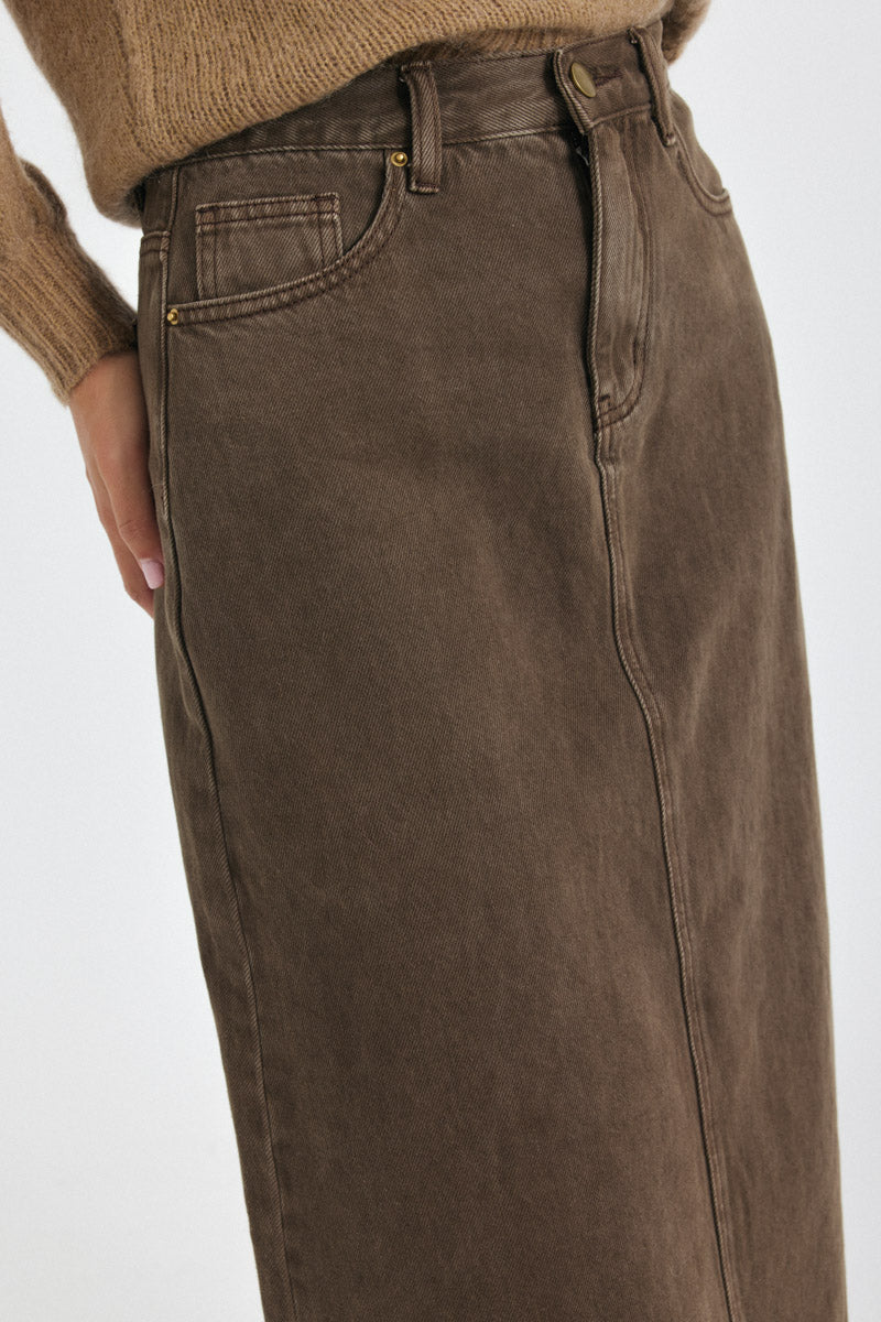 Berna Brown Denim Skirt