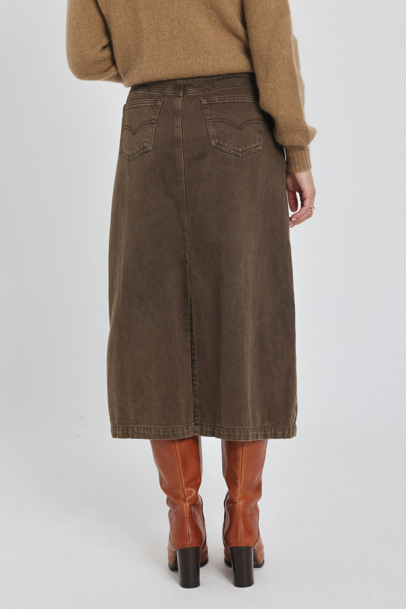 Berna Brown Denim Skirt