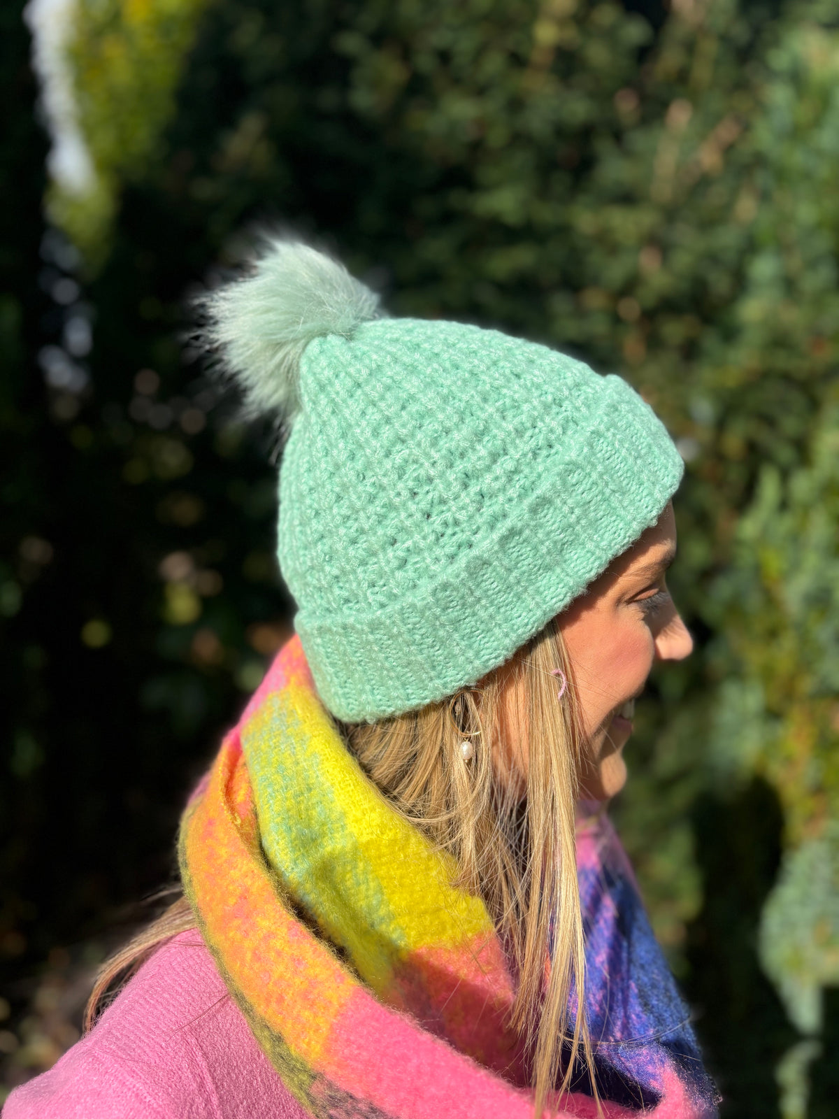 Daysia Aqua Bobble Hat