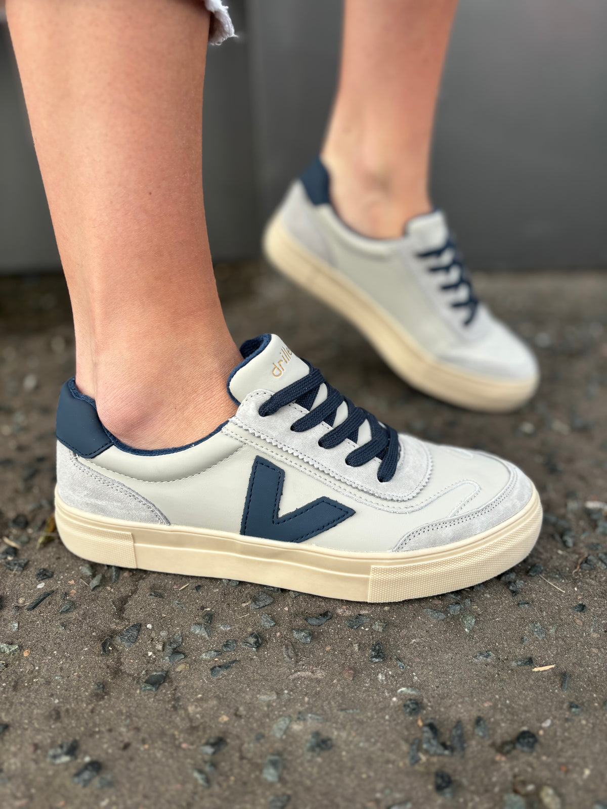 Eighty Gravity Navy Grey Trainers