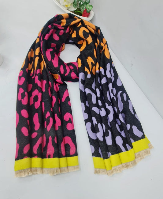 Leopard Print Scarf Pink Mix