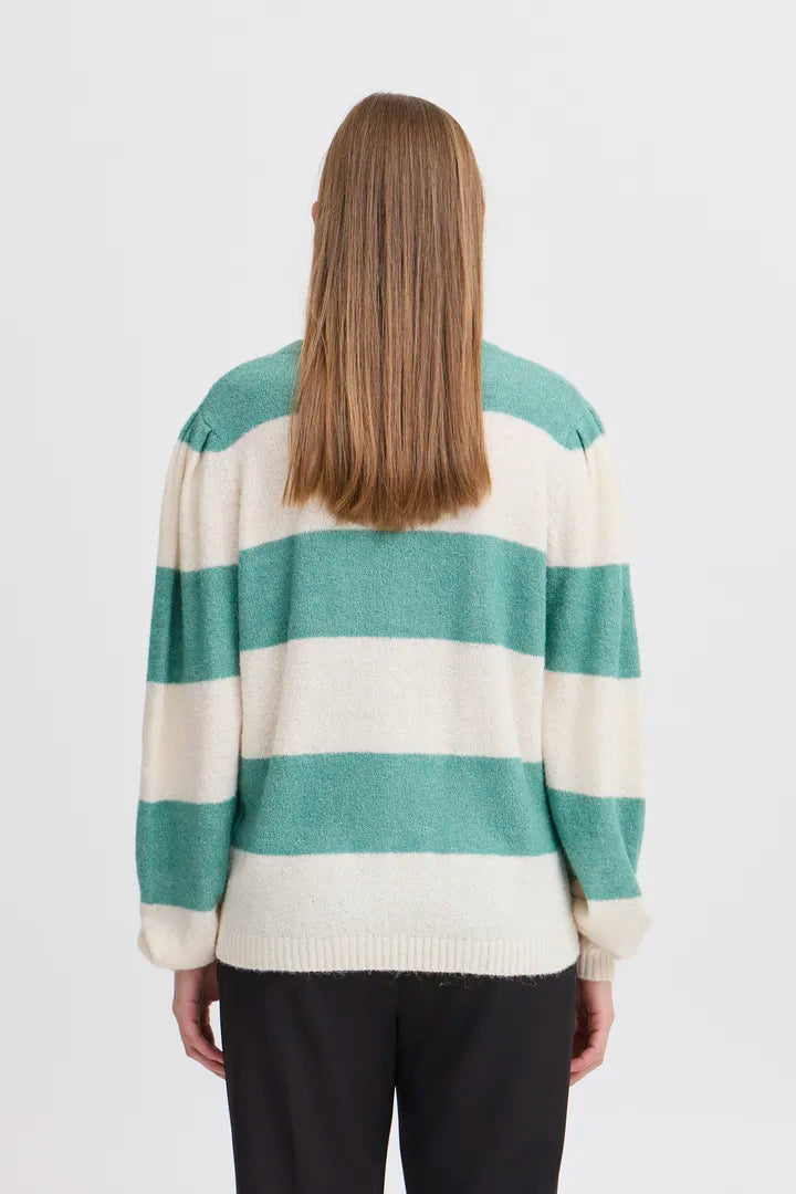 Dusty Stripe Jumper Green and Cream