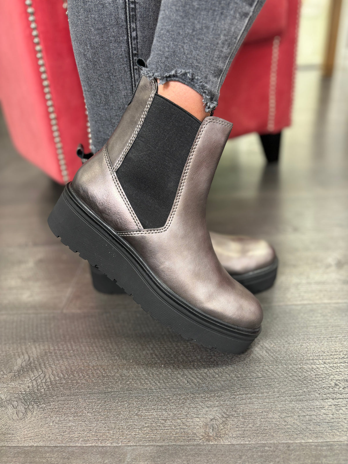 Gun Metal Flat form Boots