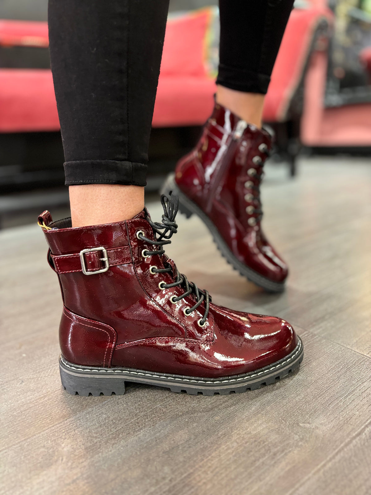 Parlour Patent Burgundy Boot