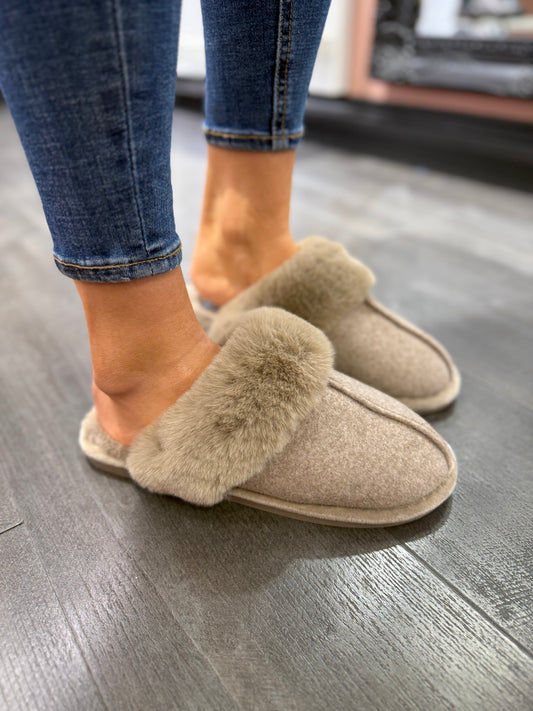 Carol Taupe Slip on Slipper