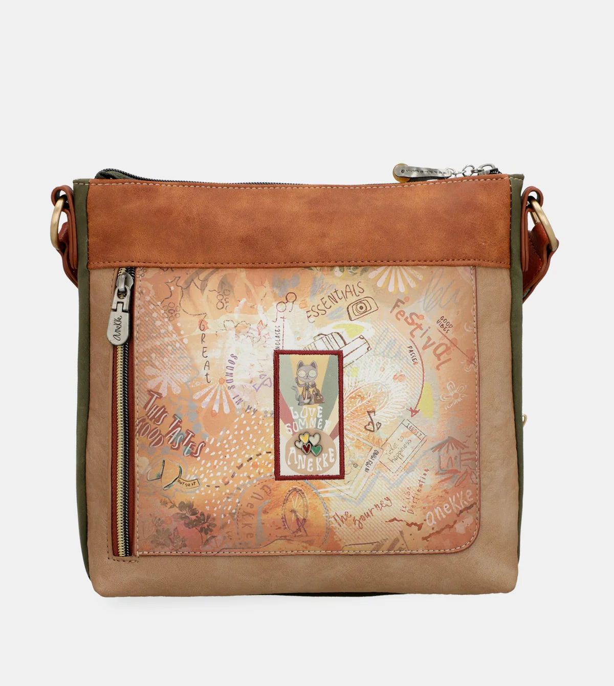 Anekke Camel Square Crossbody Bag