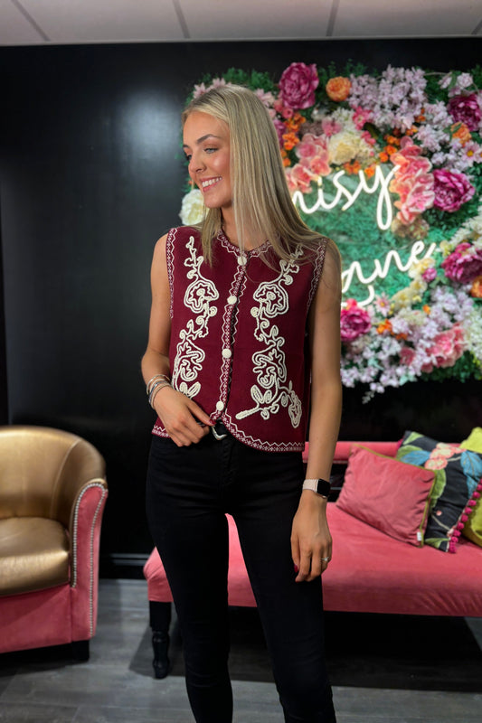 Lila Burgundy Waistcoat