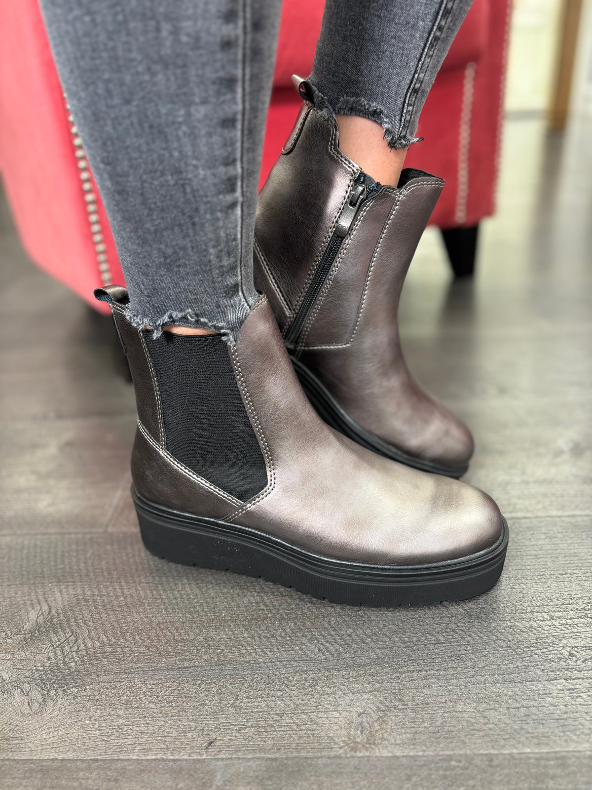 Gun Metal Flat form Boots