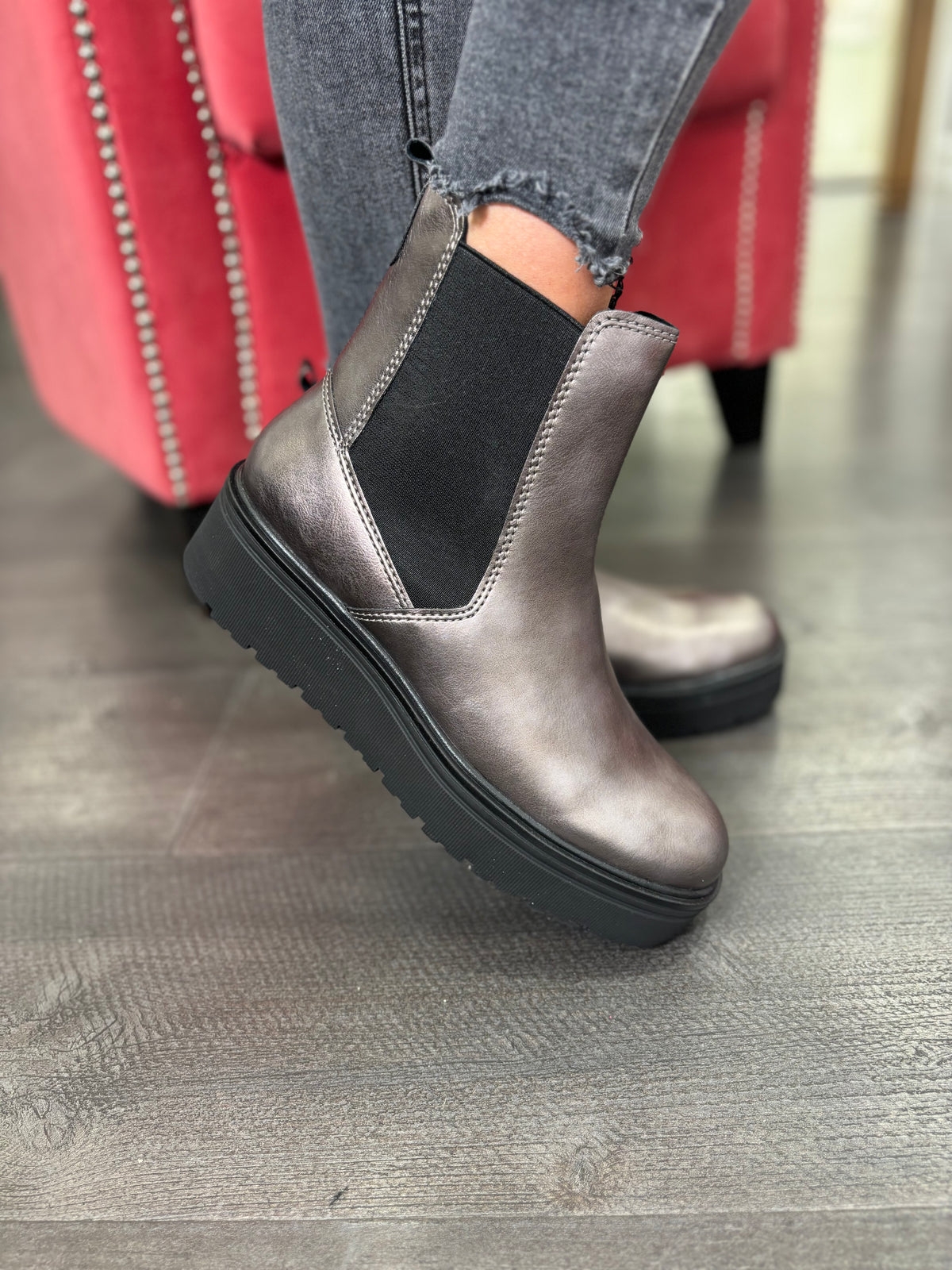 Gun Metal Flat form Boots