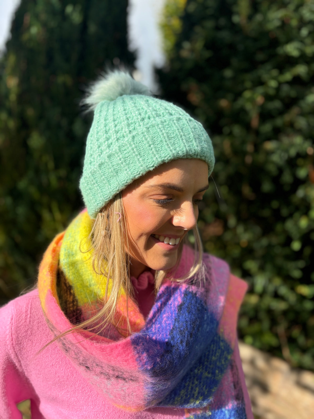 Daysia Aqua Bobble Hat